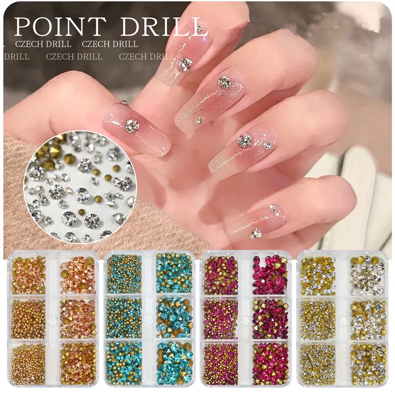 Ss4 ss20 Nail Rhinestones 6grids 2000pcs nail Glitter Glass Diamond 