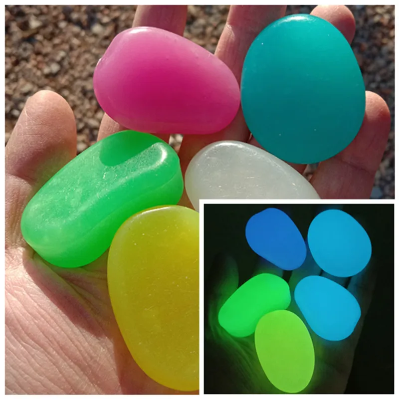 10pcs Luminous Pebbles Stone Ornaments Garden Decoration Gravel Courtyard Fish tank Glow in Dark Pebbles luminous rock
