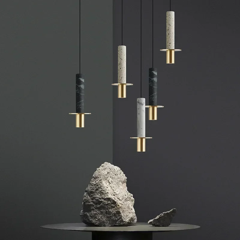 

SANDYHA Nordic Chandeliers Marble Terrazzo Pendant Lampara Colgante Techo Led Lights for Room Bedroom Restaurant Lustres Salon