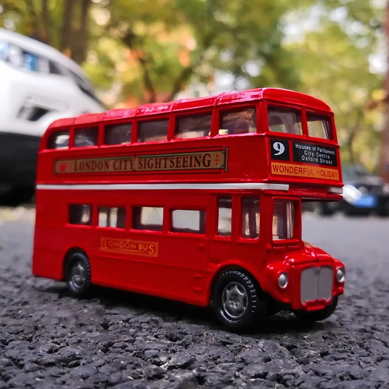 London Double Deck Travel Electric Traffic Bus Alloy Car Model Diecasts Metal Passenger Car Bus Model Simulation Kids Toys Gifts