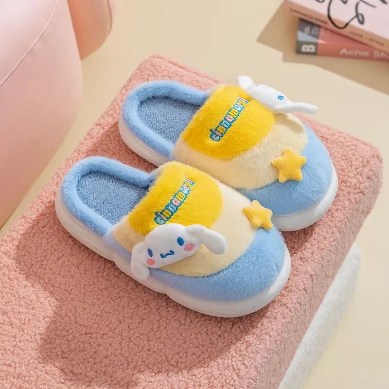 

Kawaii Sanrioed Anime Cartoon Series Kuromi Cinnamoroll HelloKitty Cute Children Interior House Shoes Warm Cotton Slippers