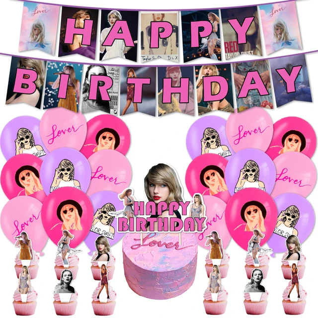 Celebrate Birthday Party Taylor Swift Style - Party Decorations Including  Banner, Balloons, Cake Topper, and Cupcake Toppers