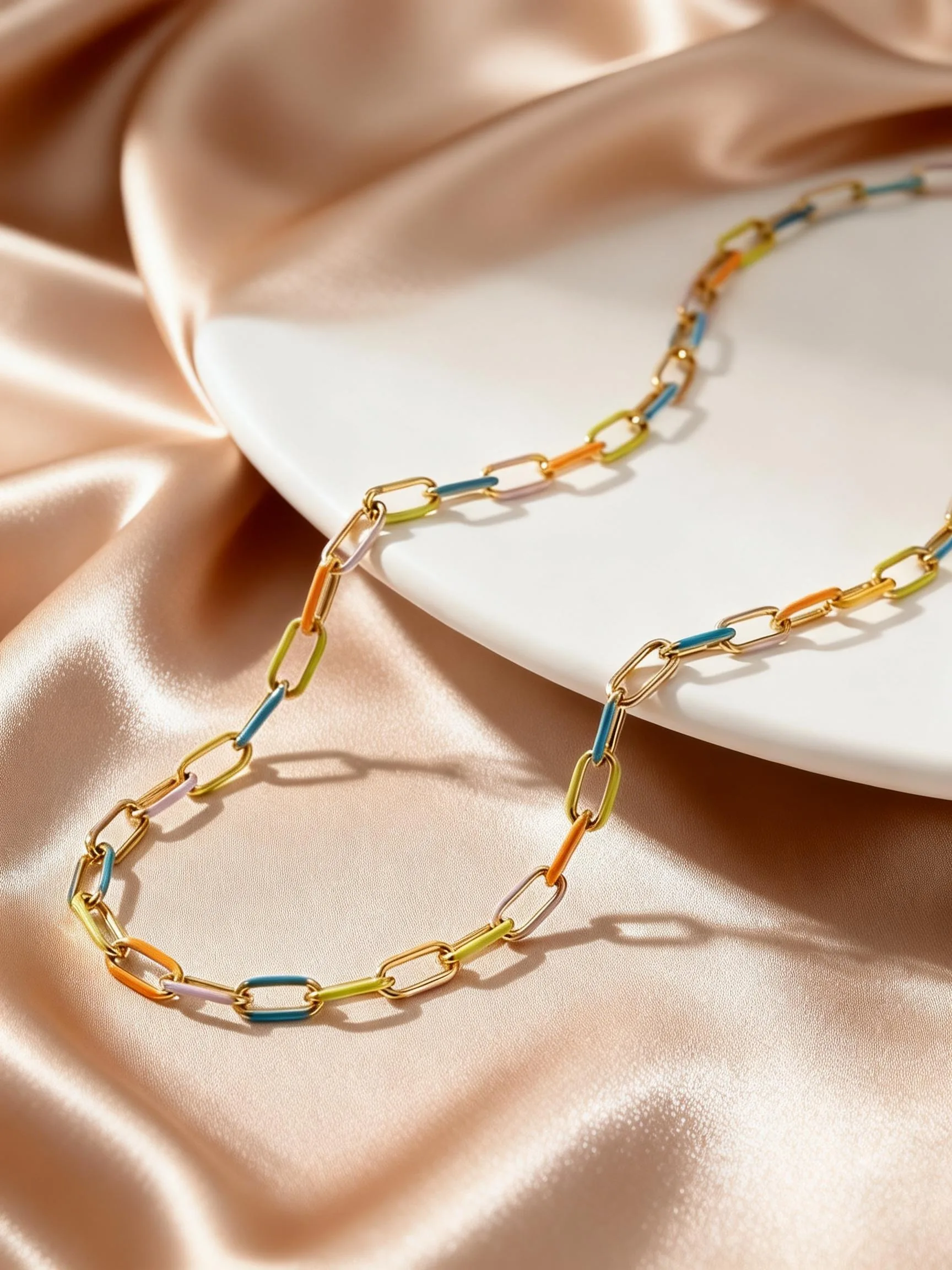 Böhmische Sommer-Halskette und Armbänder aus Edelstahl mit bunten Tropföl-Elementen für Damen, Ästhetisches Boho-Schmuckset – Detail 6