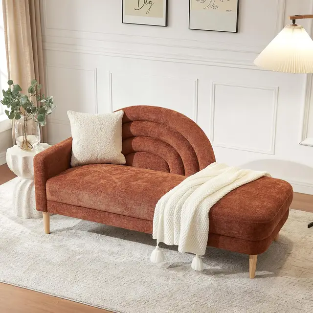 31.5" Chaise Lounge Chair Indoor with Right Armrest, Upholstered Furniture Linen Sofa Bed, Modern Sleeper Couch,, Customized