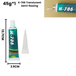 Silicone Industrial Adhesive 45g - High - Strength RTV Sealing Glue for Electronics (Available in Black, White, Transparent) (706 Translucent 1pc)