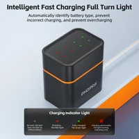 POHMAX 1.5V Lithium Rechargeable Battery AA 4200mWh AAA 1100mWh Lithium-ions Charger 8 Slots Fast Charging Box with Type-C Cable 3