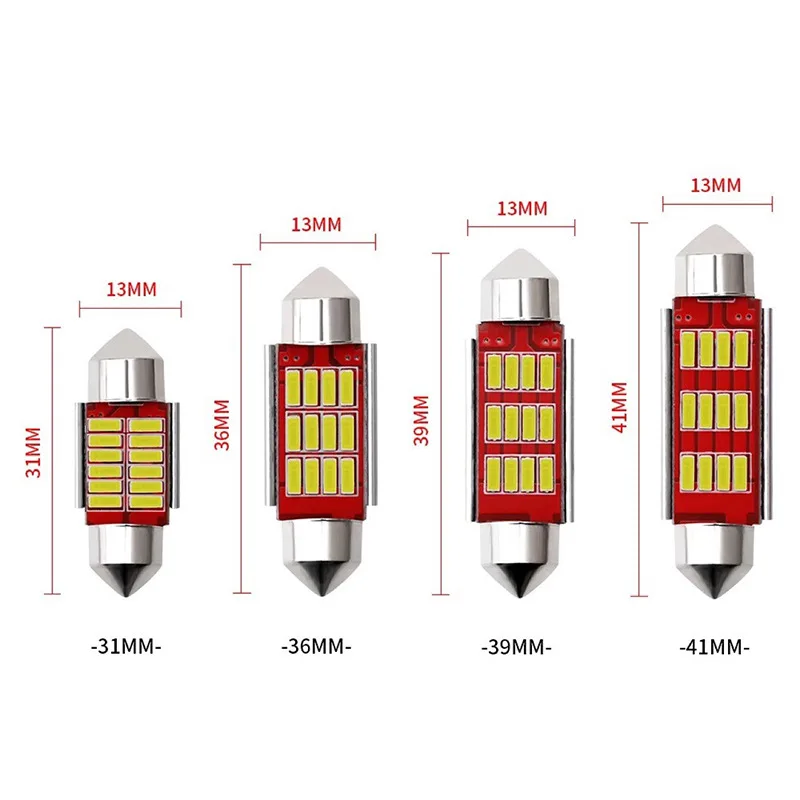 2x-C5W-C10W-31mm-36mm-39mm-41mm-12V-12SMD-LED-White-Bulb-Interior ...