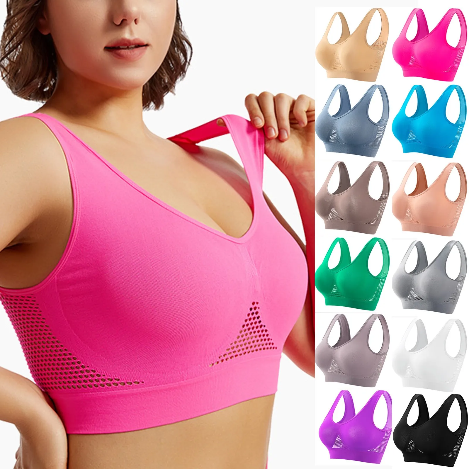Women Large Size Bra Vest Daily Casual Running Fitness Yoga Beauty Tank Top Sports Vest Without Steel Rims Comfy Breathable Bra 2