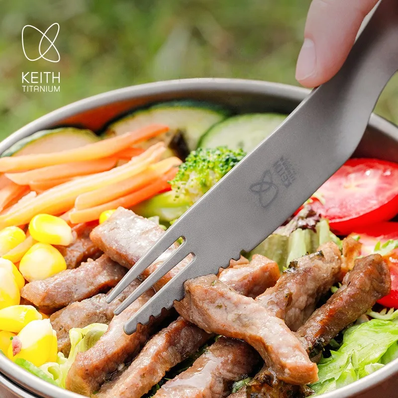 Keith Pure Titanium Soup Spoon Multi-functional Three-in-One Household Outdoor Portable Titanium Tableware 2
