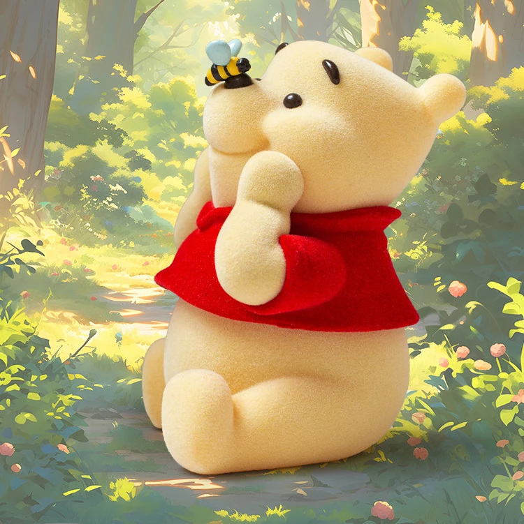 2023 Disney Sweet Honey Series Winnie The Pooh Action Figure Toys Flock Floccaggio Winnie Pooh Collection Toy Gifts For Kids Girls