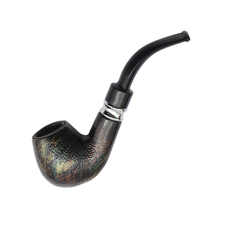 

Double Filter Wood Smoking Pipe Snake Scale Resin Bend Pipes Chimney Glown Tobacco Pipe Cigar Herb Grinder Smoke For Men's Gifts