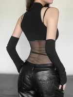 Black Bodysuit Lingerie Sexy Body Feminino See Through Corset Top Women Rave Outfit Mesh Patchwork One-Pieces Lenceria Femenina - Image 5