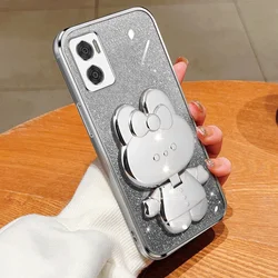 Charming Rabbit Makeup Mirror Bracket Shockproof Phone Case for MOTO  E13 (Silver)
