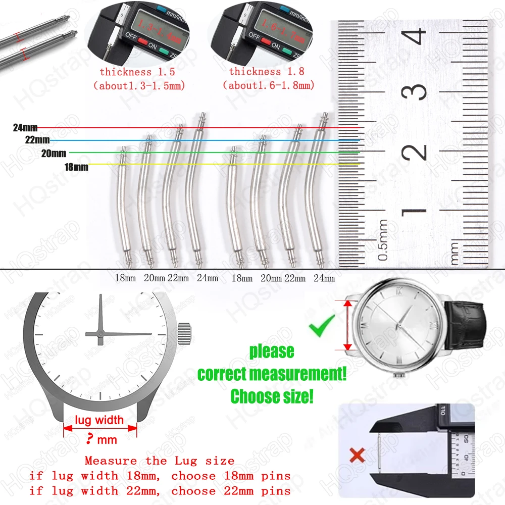 Set of 10 Premium Curved Stainless Steel Spring Bars