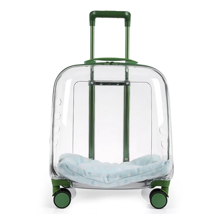 

Hot sale outdoor cat dog travel luggage suitcase large capacity transparent pet trolley bag bubble pet travel carrier on wheels