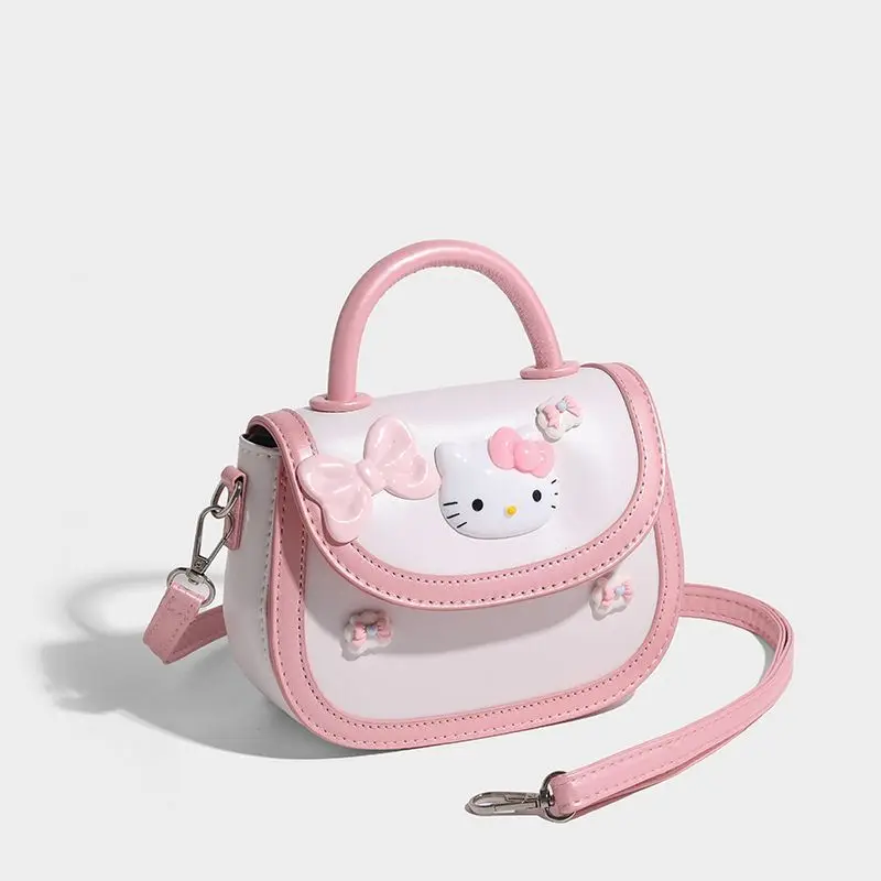 MBTI Pink Hello Kitty Womens Shoulder Bag Cute Harajuku Style 2024 Fashion Casual Handbag Sweet Literary Female New Saddle Bag