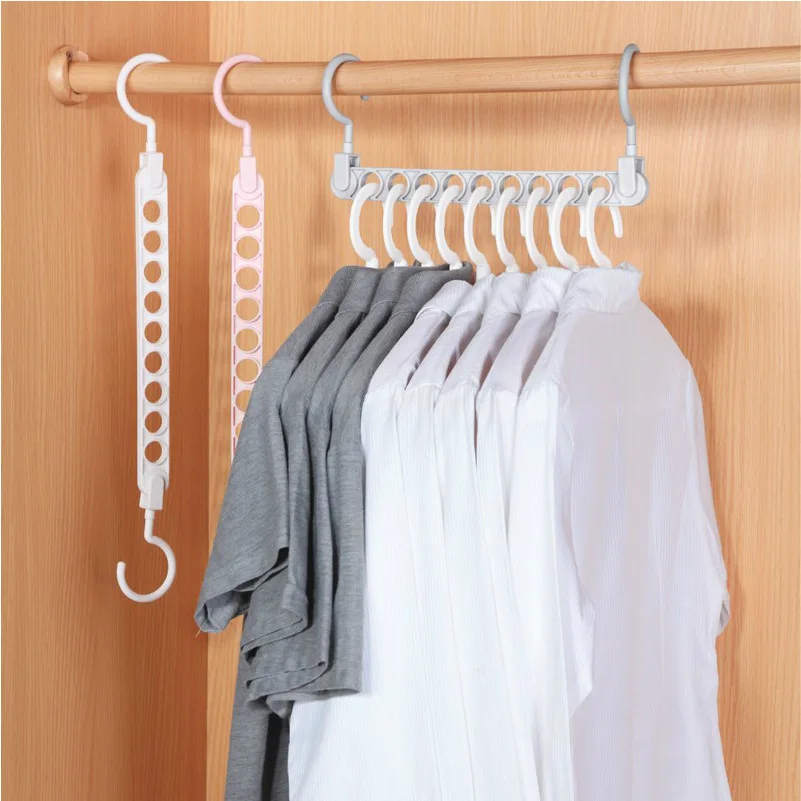 1pc 9-hole Rotating Magic Clothes Hanger For Storage And