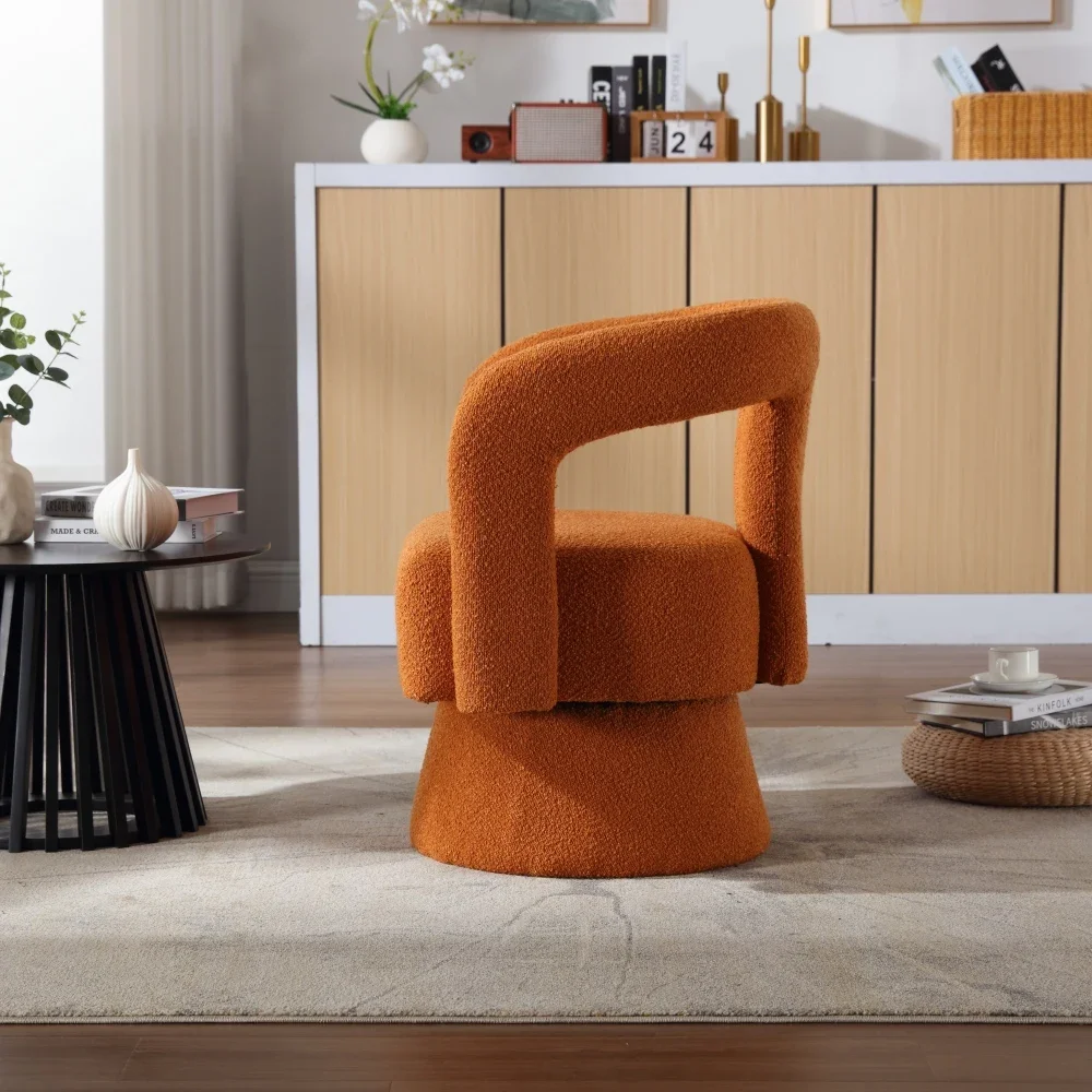 360-Grad-drehbare Cuddle Barrel-Akzentstühle, runder Sessel mit breiter Polsterung, flauschiger Stoffsessel für Wohnzimmer und Schlafzimmer – Detail 26