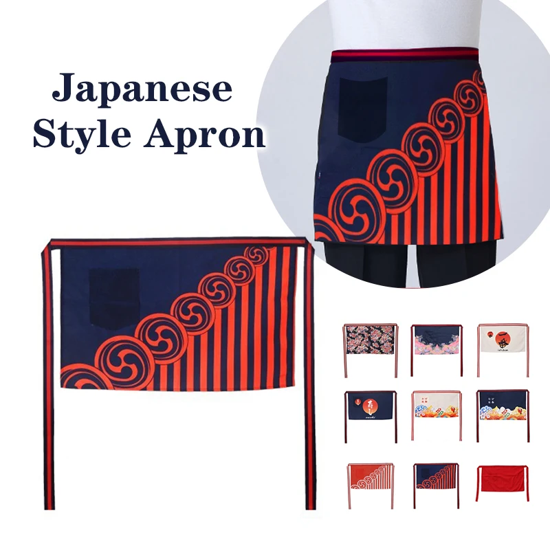 Sushi Chef Aprons Hotel Catering Cooking Kitchen Apron Japan Style Restaurant Teppanyaki Waiter Workwear Pinafore Short Apron fashion lady women men adjustable cotton linen high grade kitchen apron for cooking baking restaurant pinafore