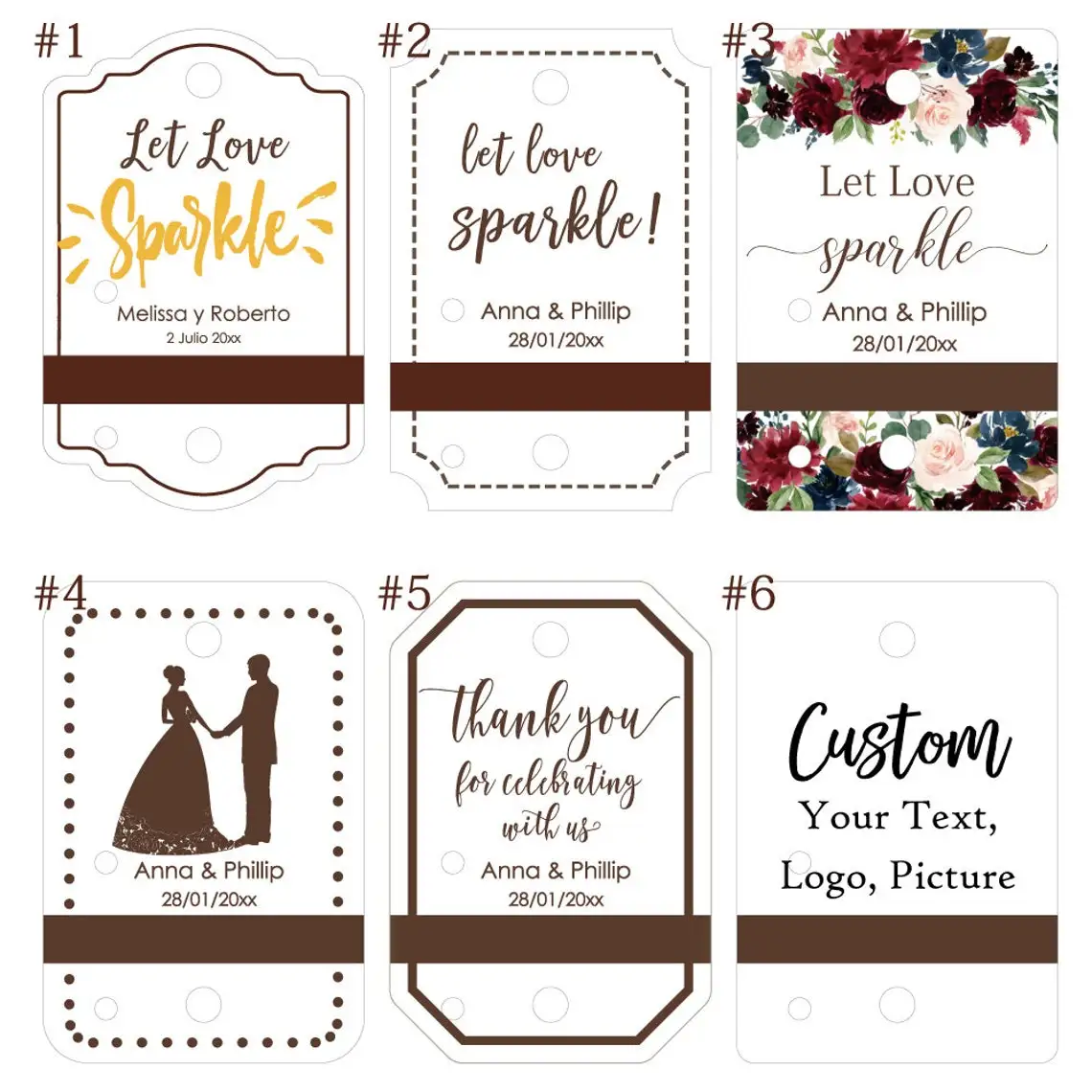 Sparkler Tags Personalized Wedding Tags striker strip included Printing