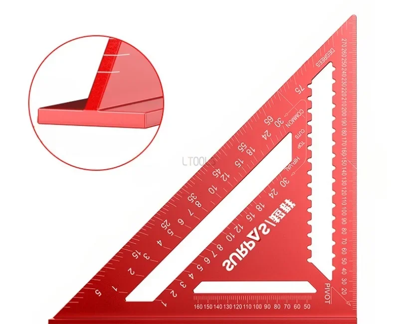 7/12 Inch Thickened 45/90 Degree Angle Ruler Aluminum Alloy Woodworking Triangle Ruler High Precision Carpentry measuring Tools 5