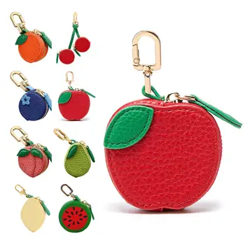 Portamonete in pelle PU frutta fragola limone mela mini portafoglio carino appeso borsa multifunzionale accessori