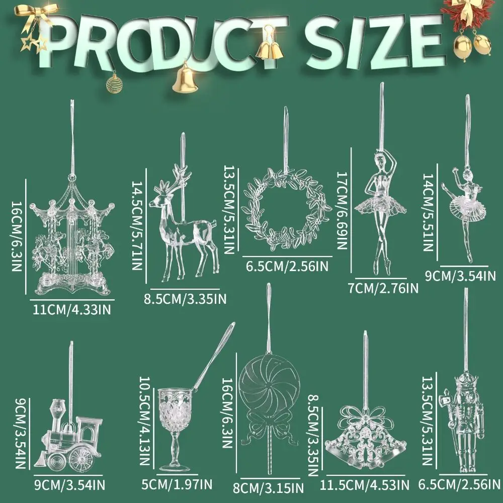 Transparent Acrylic Christmas Tree Pendant Decorations