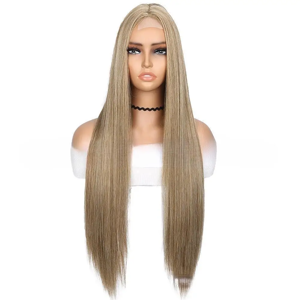

Straight Blonde Ombre Wigs for Women, Long Straight Blonde Wig, Small Area Lace Front, Synthetic Ombre, 30"