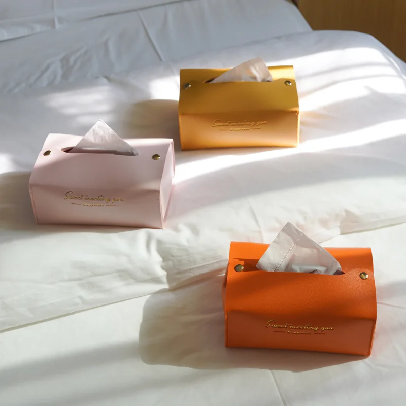 

Car-Carrying Toilet Home Bathroom Desktop Pumping Tissue Box PU Leather Living Room Creative Cute Ins Creative Simplicity