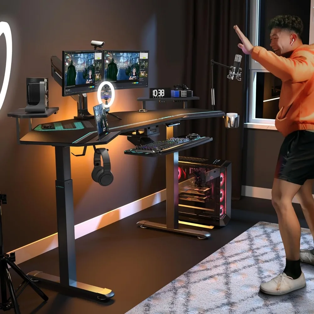 Стол компьютерный регулируемый по высоте. Studio desk. Геймерский стол eureka. Eureka erk-mch-b. Eureka erk-mgd-02.