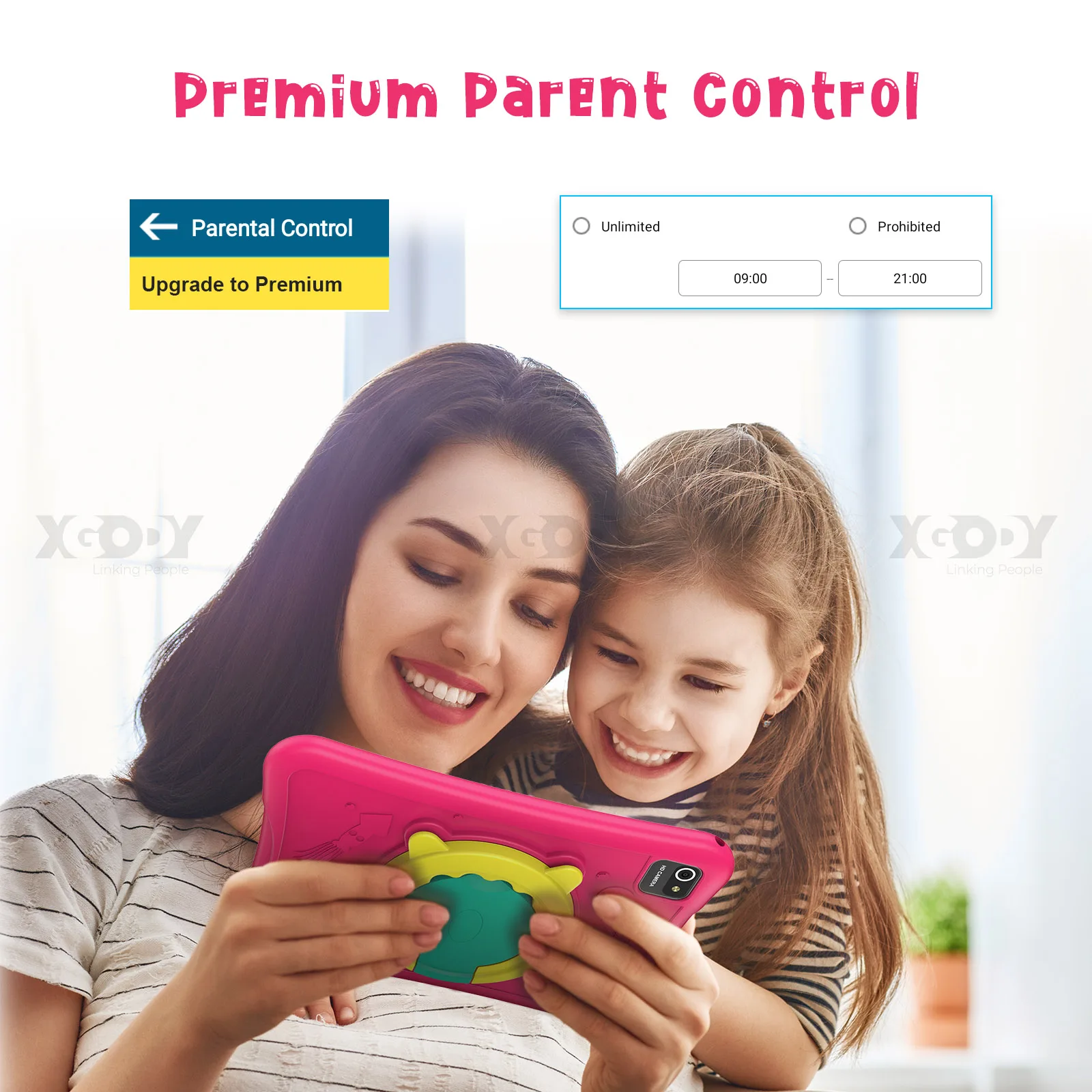 XGODY Kids Tablet Children Study Tablets for Education 10 Inch 4GB 64GB Quad Core WiFi OTG 1028x800 Android 11 PC With Cute Case