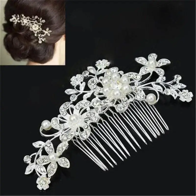 Rhinestone Bridal Hair Comb Alloy CrystalPearl Tiaras Crystal Hairclip Girl Party Jewelry Women Miraculou Wedding Hair Fashion