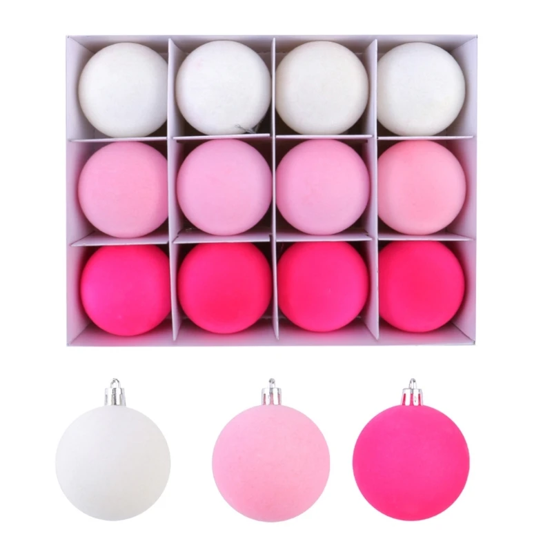 Juego de 12 bolas navideñas de felpa de 6 cm para colgar en la decoración de temporada