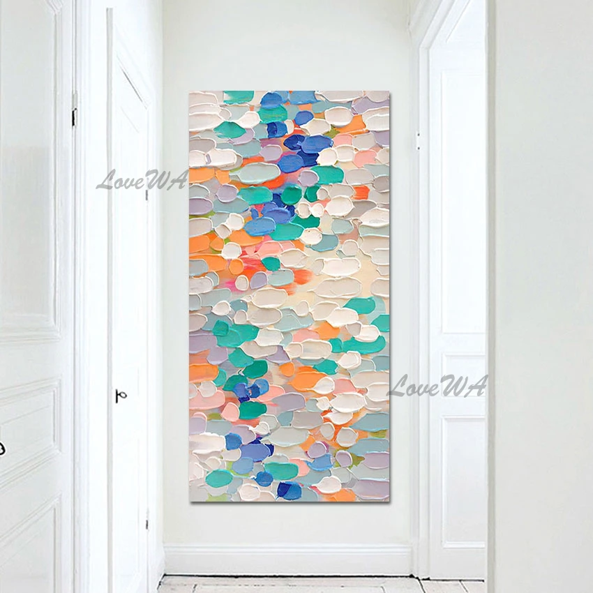 

Palette Knife Canvas Arts Colorful Acrylic Texture Modern Picture Frameless Abstract Art Painting For Baby Room Wall Decor