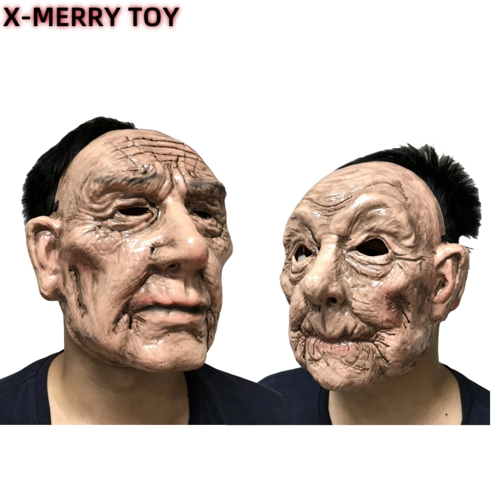 노인 여자 남자 마스크 할로윈 파티 주름 전체 머리 마스크 할머니 얼굴 마스크..