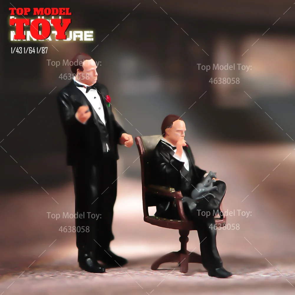 Painted Miniatures 1/64 1/43 1/87 Film Characters Godfather Male Scene Figure Dolls Unpainted Model For Cars Vehicles Toy