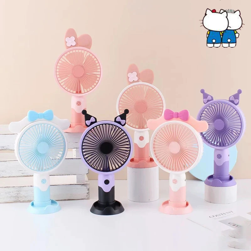 

Kawaii Sanrio Electric Fan Cute Kuromi Cinnamoroll My Melody Cartoon Portable Multi Functional Handheld Fan Creative Girl Gifts