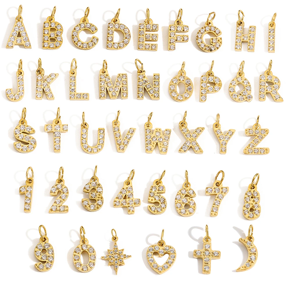 Elegant Diamond Alphabet Pendant for Women - Customizable DIY Necklace Bracelet Jewelry Making Gift