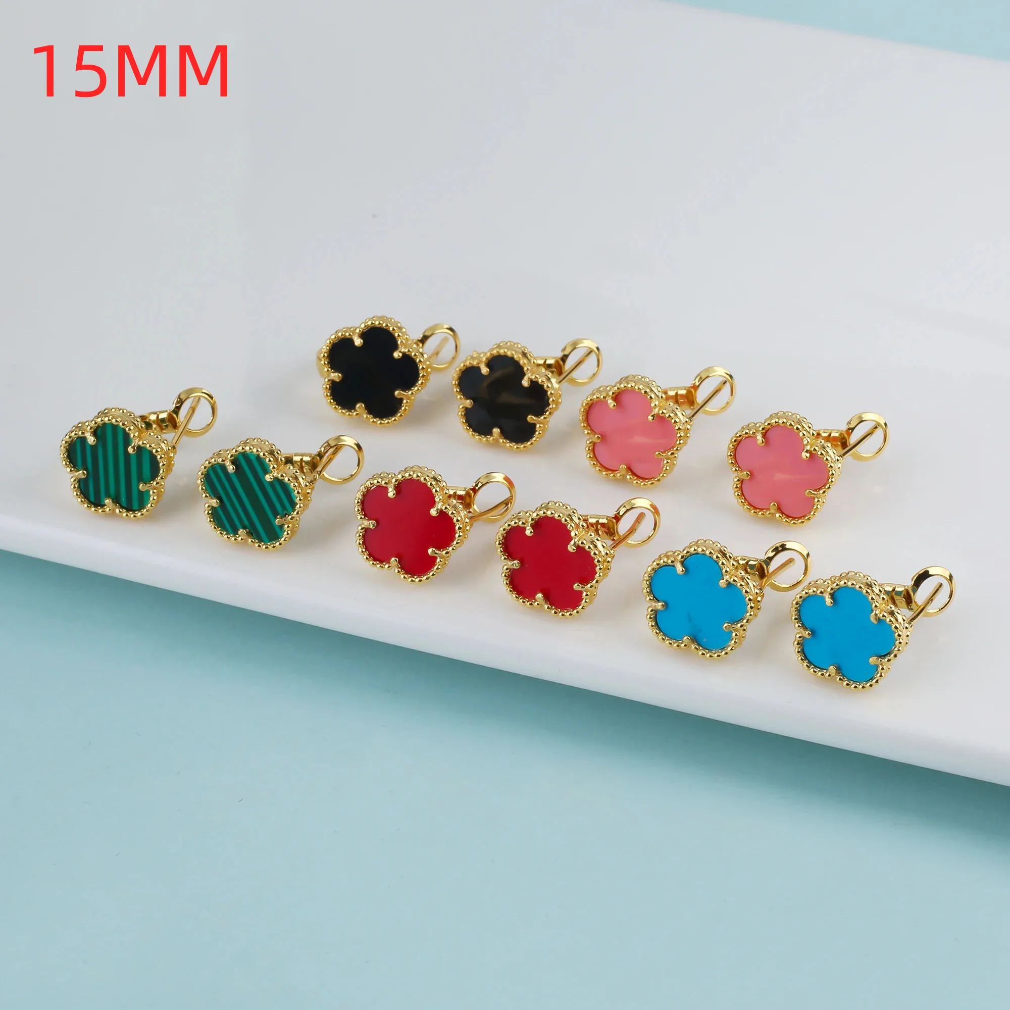

Golden Five Flower Women's Earrings, Y2K New Design High Quality Natural Shell Clover Luxury Jewelry Brand Earrings