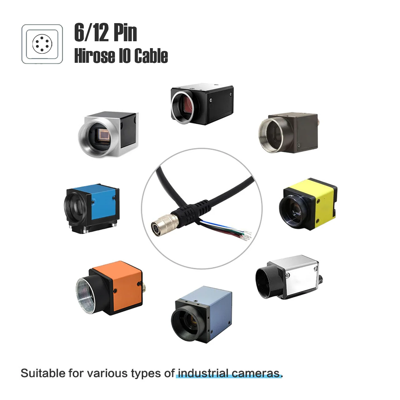 

Manufacture Sales 12pin High Soft Connector to Open Vision Data IO Hirose Cable For Area Scan Camera