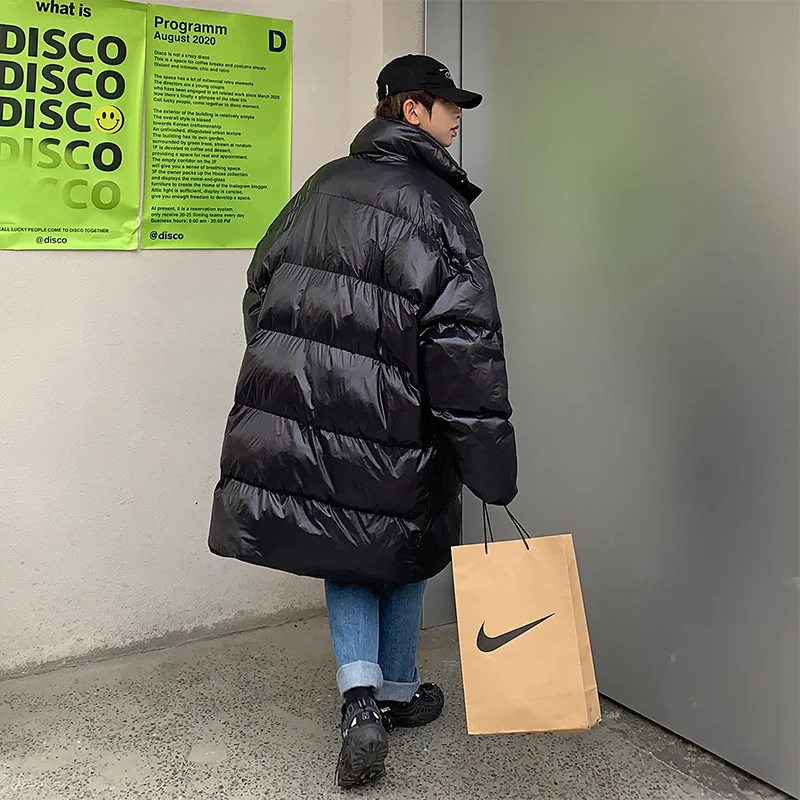 Winter Oversized Down Jacket Men Warm Fashion Casual Long Coat Men Streetwear Korean Loose Thick Jacket Mens Parker Overcoat