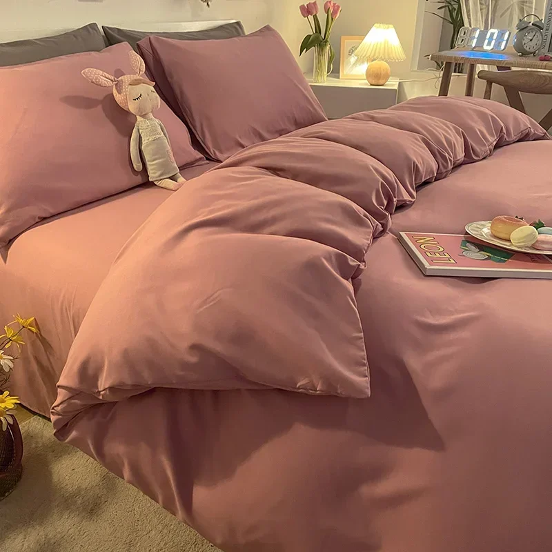 غطاء لحاف أحادي اللون لمضاعفة و ملكة ، مضاد للسوس...