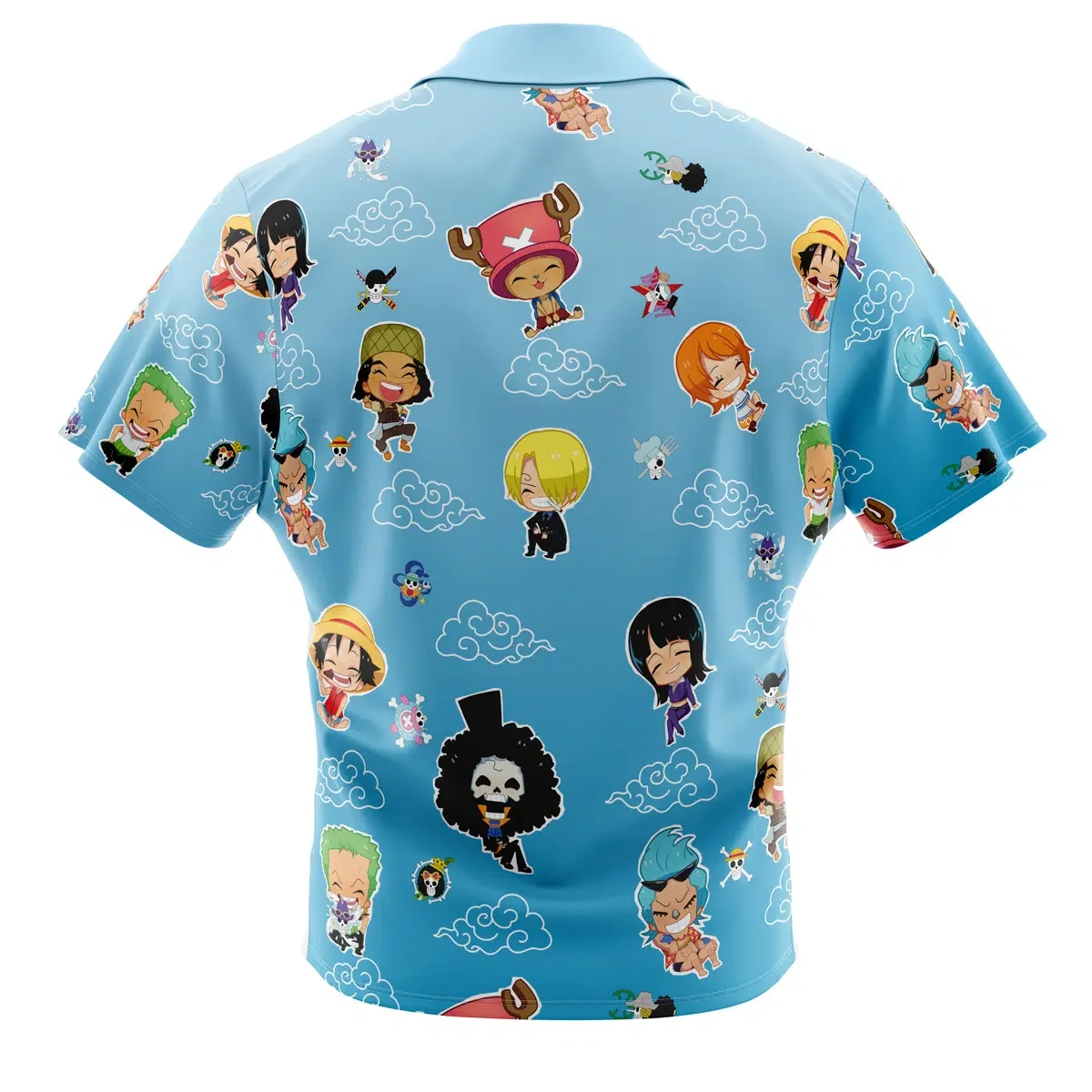 Chibi Strawhat Crew Pattern One PieceButton Up Hawaiian ShirtFashion Trend Breathable Loose Versatile Casual Sports Summer Men 2