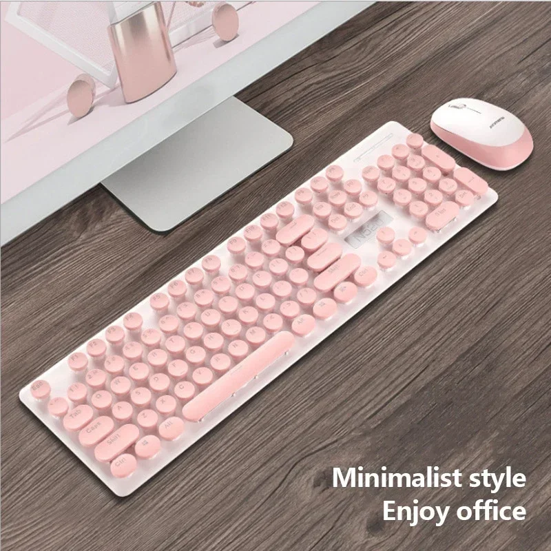 

Wireless Keyboard and Mouse Set 2.4Ghz 104 Key Home Office Gaming Keyboard Mouse Combo for PC Laptop Retro typing feel Keyboard