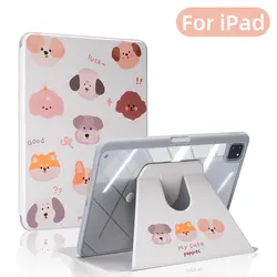 Premium 360 Rotating Tablet Case with Pencil Holder and Smart Sleep/Wake Function, Clear Back Design for iPad mini 6 (Cartoon dog)