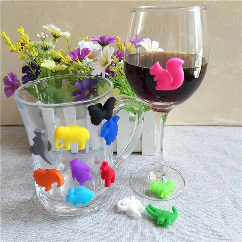 12pcs glass cat charms glasses markers silicone drinking washable  identifiers buddies- Glass Cup Marker Creative Cat Shaped - AliExpress