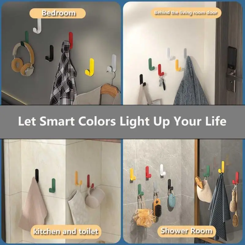 6/12/24Pcs Self Adhesive Strong Wall Hooks Towel Door Key Bag Coat Hook Holder Kitchen Bathroom Accessories Home Organizer 5