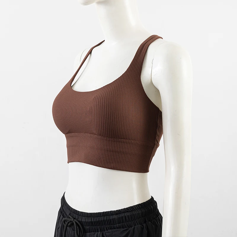 Sports Underwear Yoga Top Ribbed Vest Women Free To Be Fitness With Chest Pad Sports Running Back to Wear Custom Logo