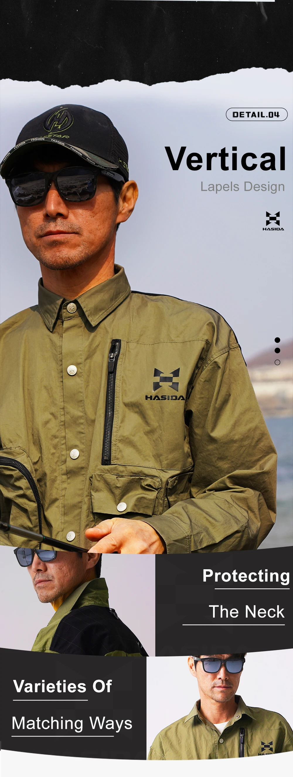 Description Picture 6 of itemHISTAR Clothing With Button Multi-Pocket Sun Protection Shirts Sports Fishing Jacket