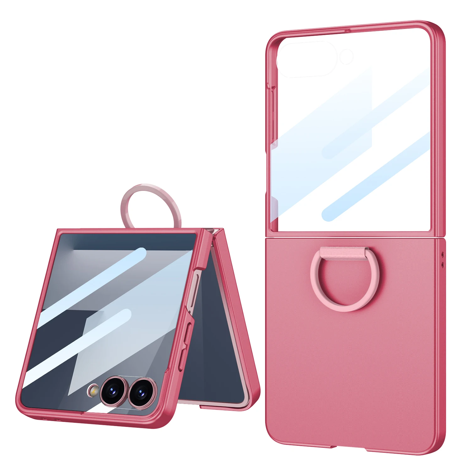 Premium 360° Glass Screen Protector with Slim Matte Case and Ring Holder